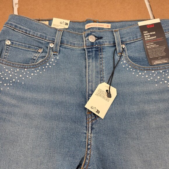 LEVIS WOMEN'S 724 HIGH-RISE SLIM STRAIGHT  JEANS SIZE 32 X 32 NWT - Picture 5 of 11